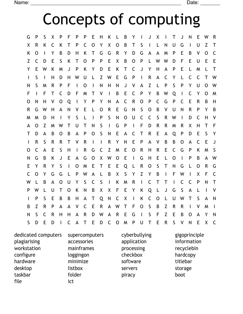 Concepts of computing Word Search