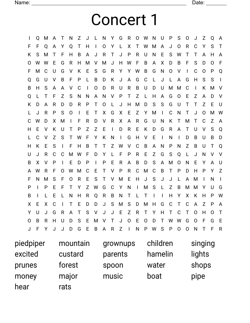 Concert 1 Word Search