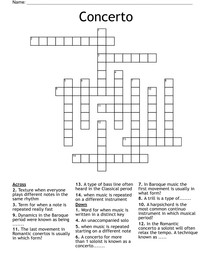 Concerto  Crossword
