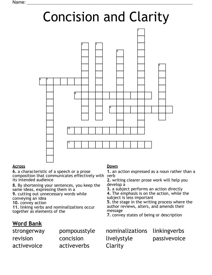 Concision and Clarity   Crossword