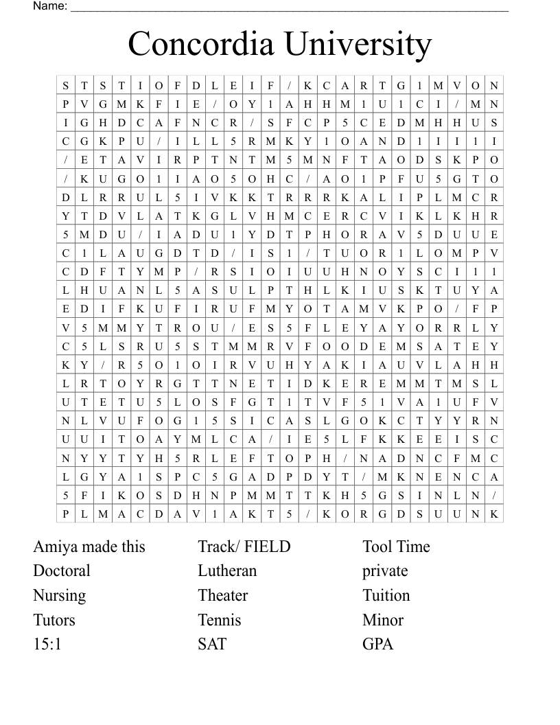Concordia University  Word Search