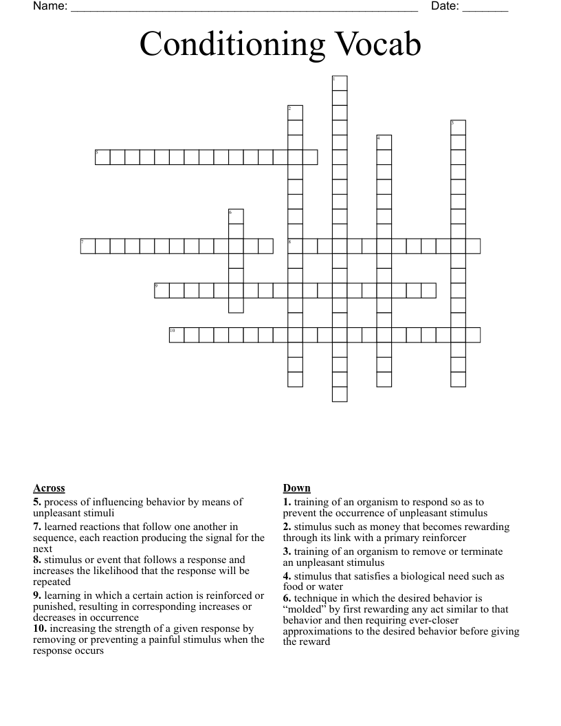 Conditioning Vocab Crossword