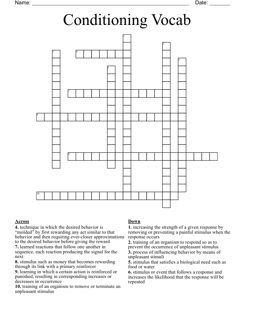 Conditioning Vocab Crossword