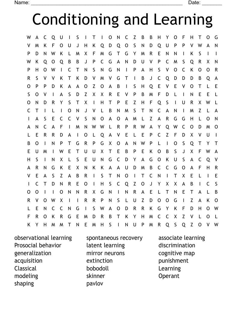 Conditioning and Learning Word Search