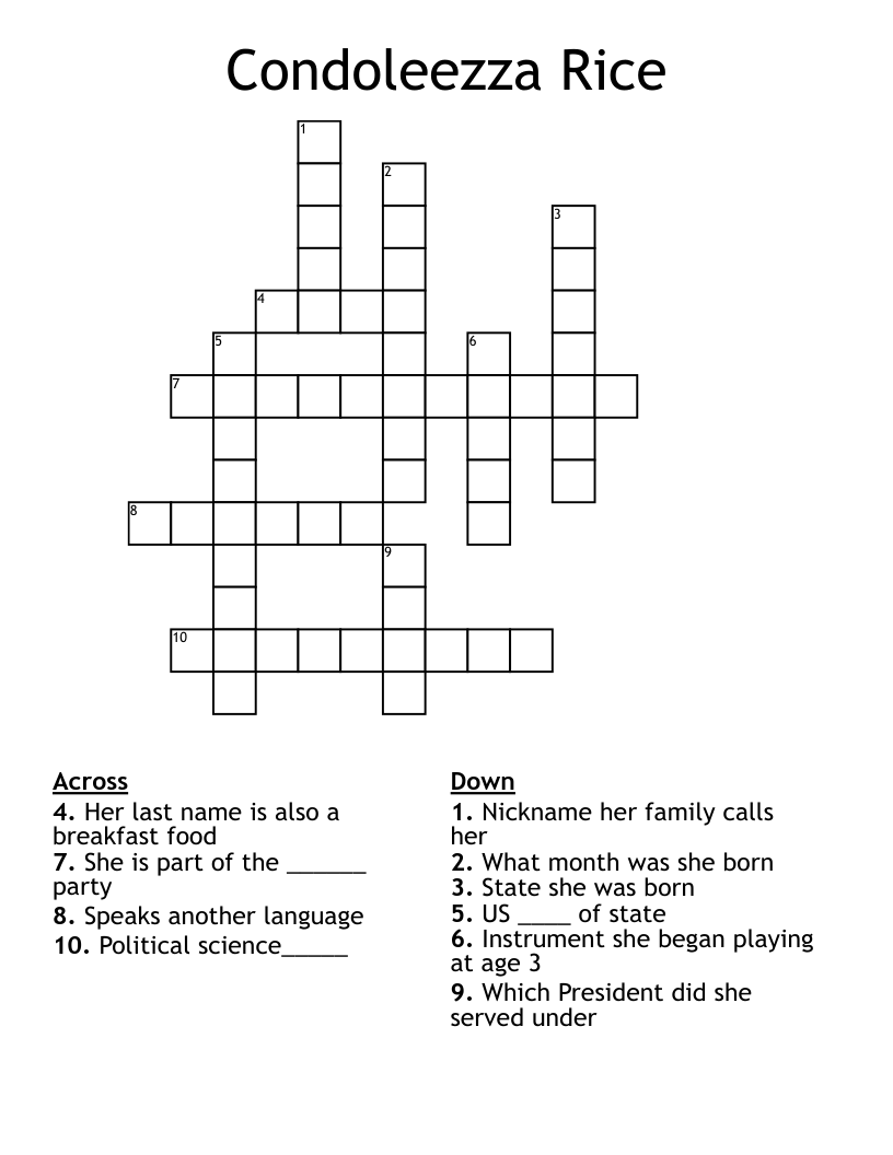 Condoleezza Rice Crossword