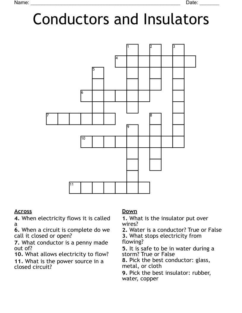 Conductors and Insulators Crossword