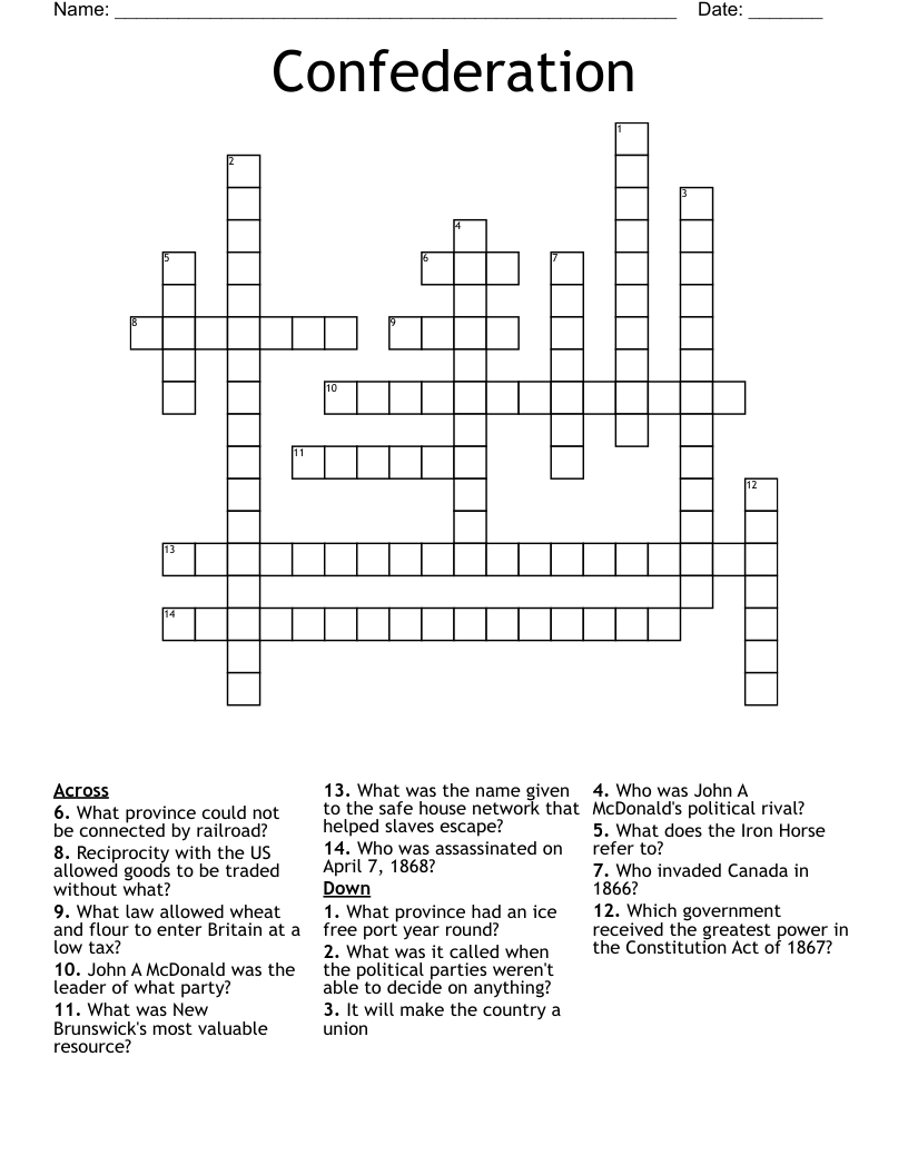 Confederation Crossword