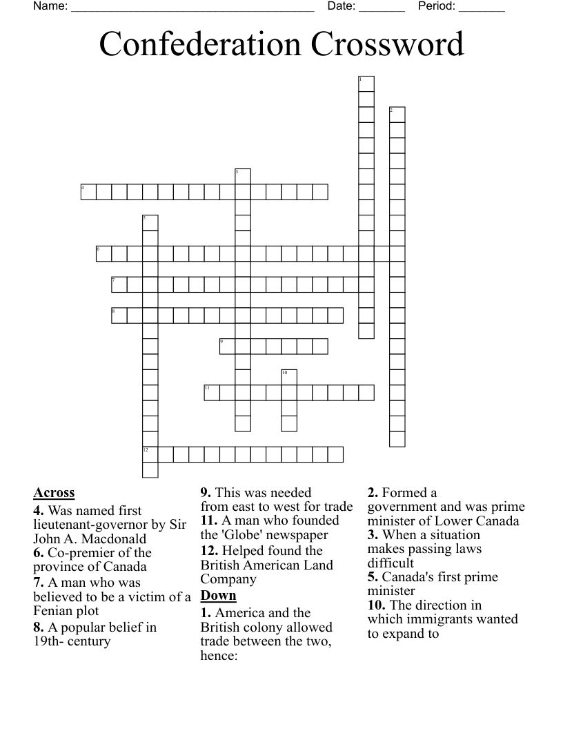 Confederation Crossword