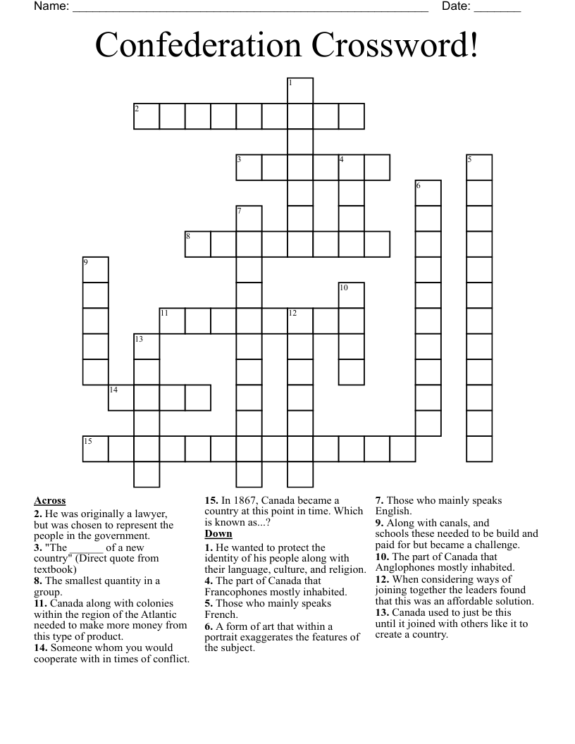 Confederation Crossword!
