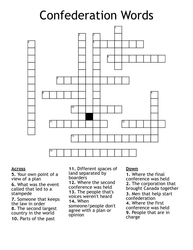 Confederation Words Crossword