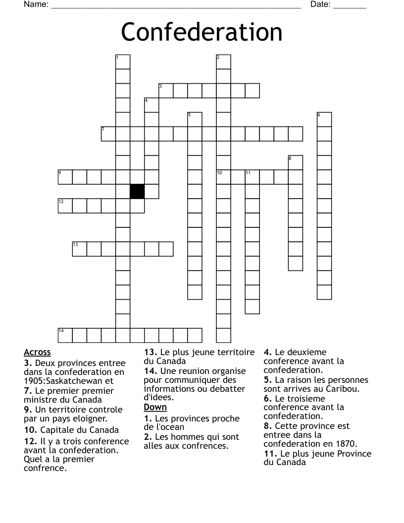 Confederation  Crossword