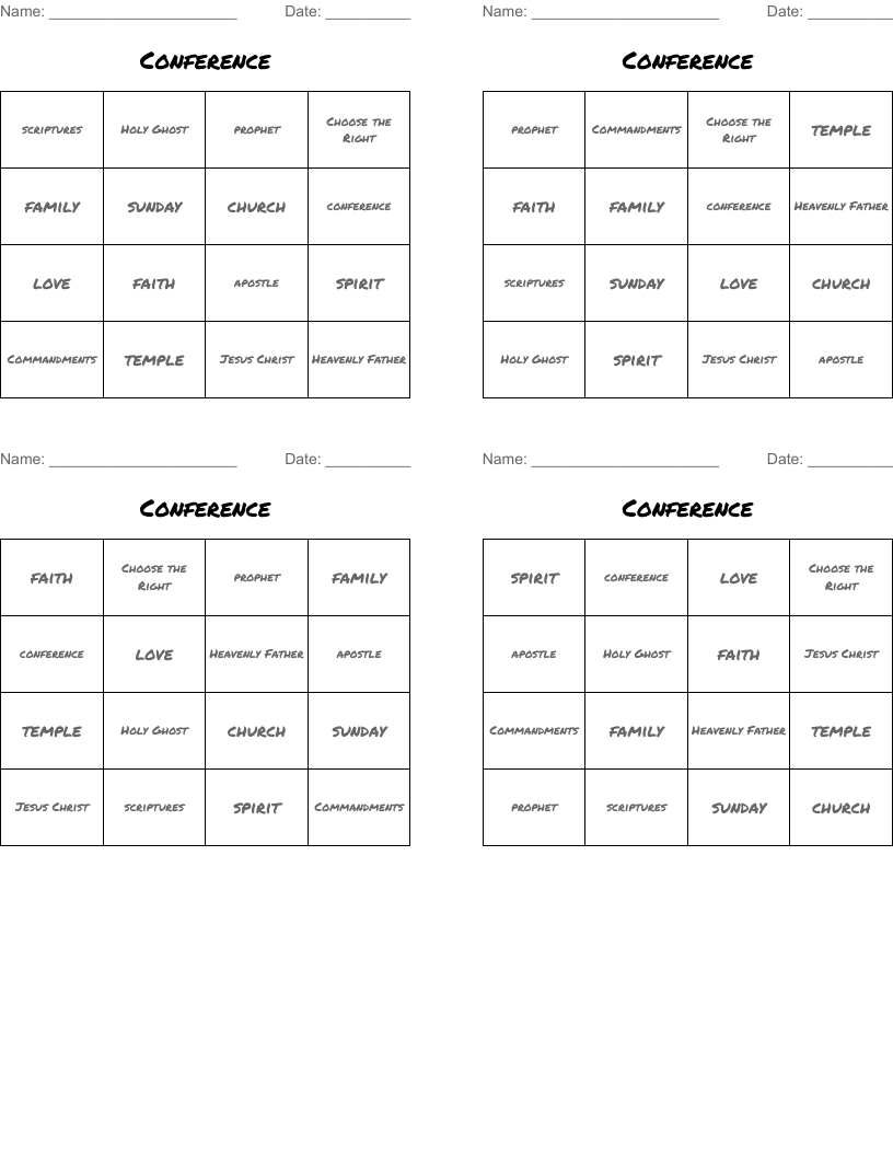 Conference Bingo Cards