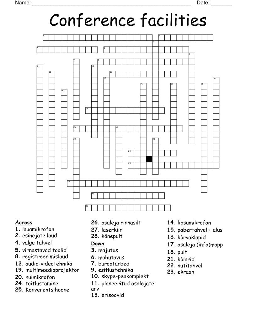 Conference facilities Crossword