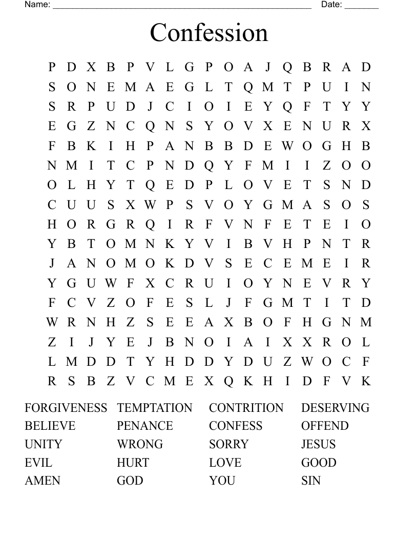Confession Word Search