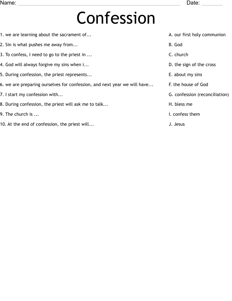 Confession Worksheet