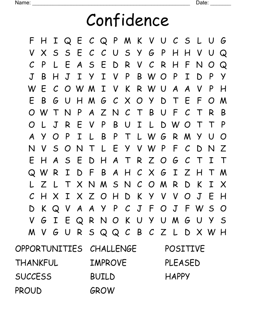 Confidence Word Search