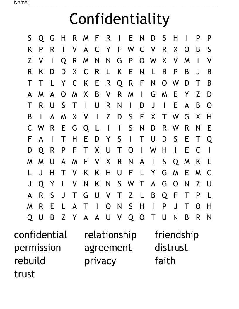 Confidentiality Word Search