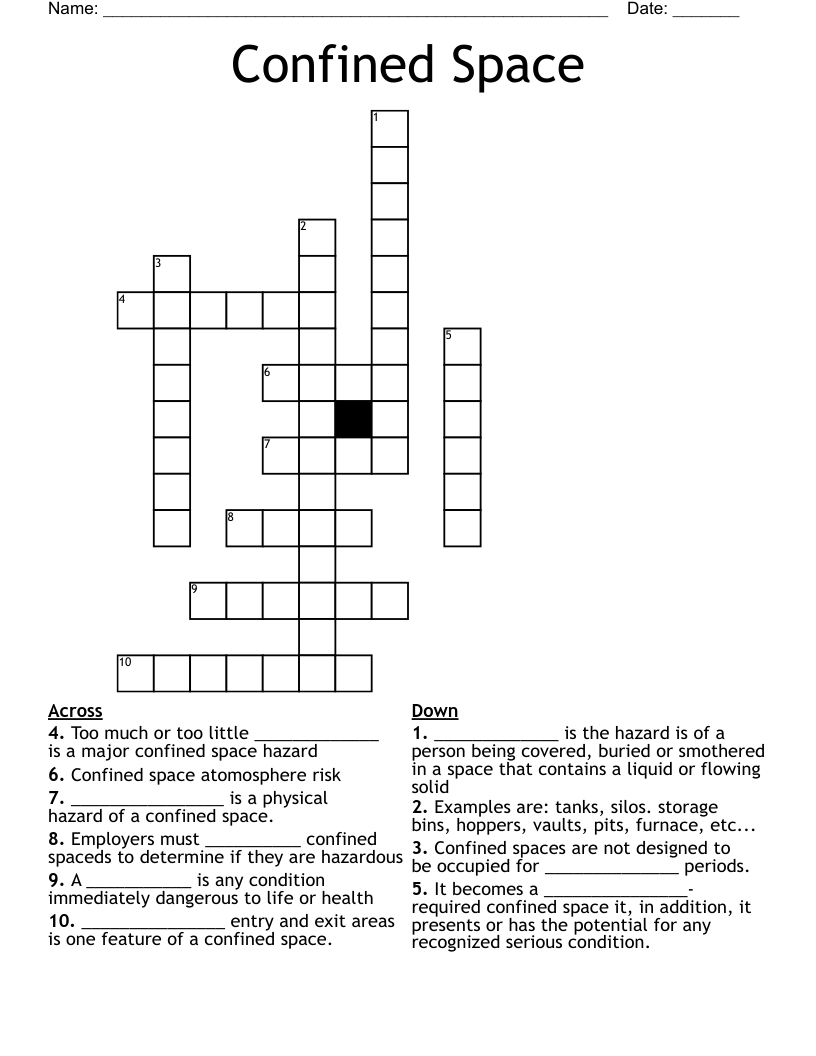 Confined Space  Crossword
