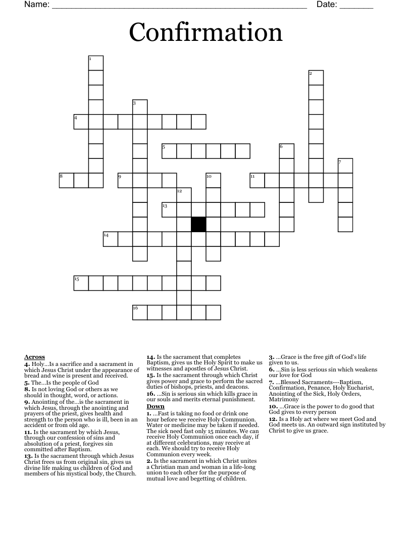 Confirmation Crossword