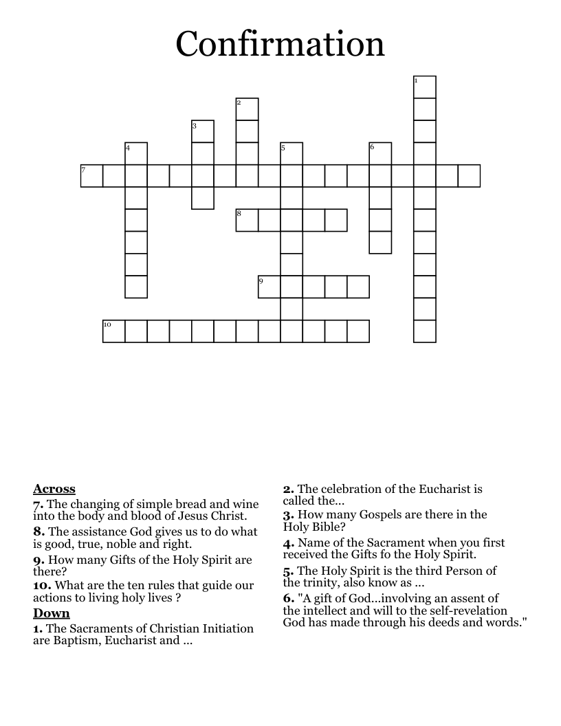 Confirmation Crossword