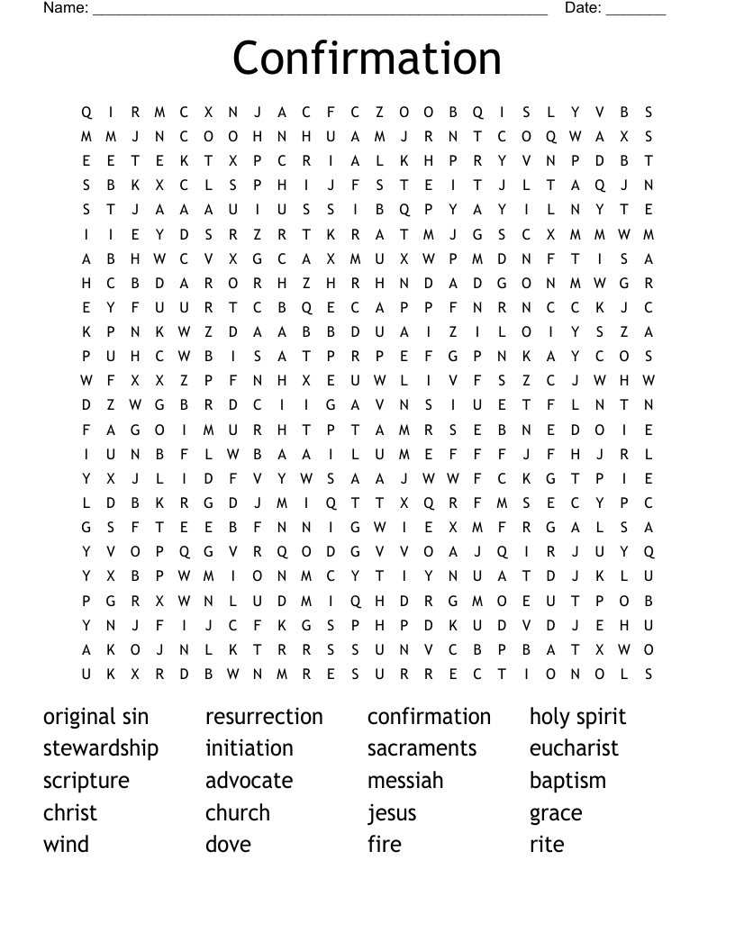 Confirmation Word Search