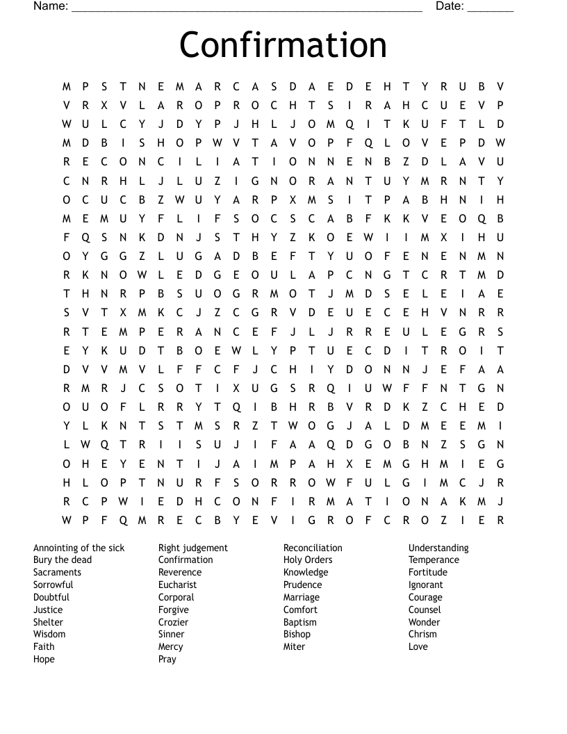 Confirmation Word Search
