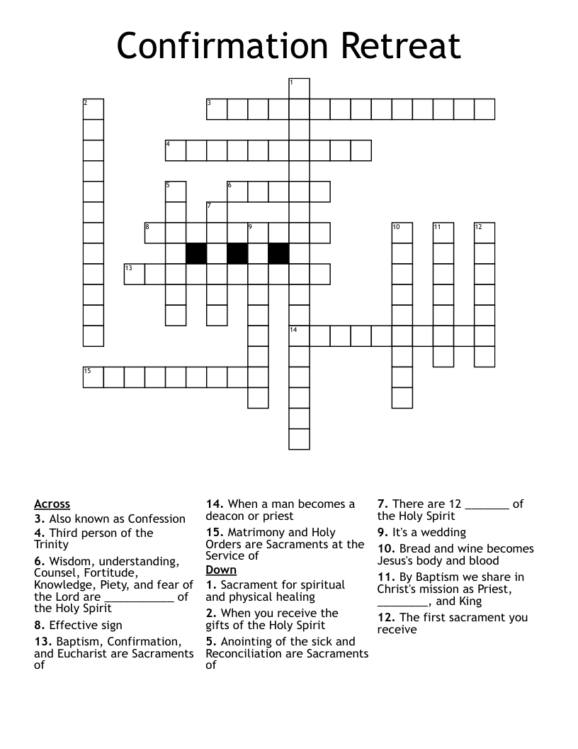 Confirmation Retreat Crossword
