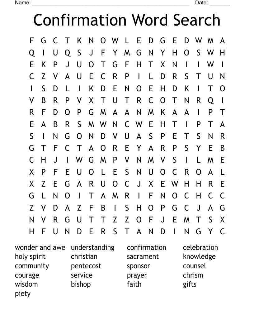 Confirmation Word Search