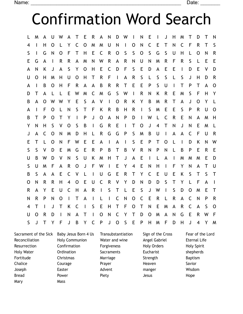 Confirmation Word Search