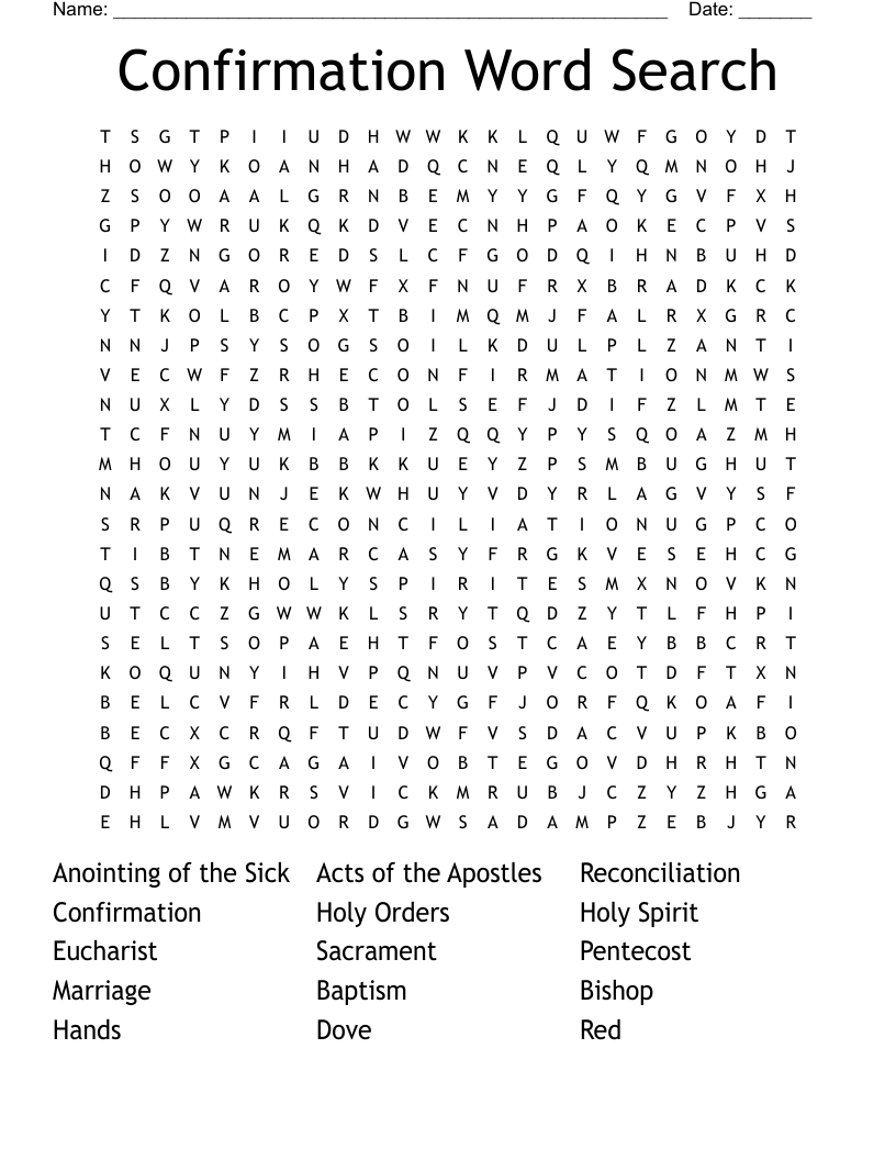 Confirmation Word Search 