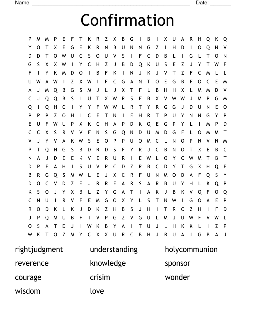 Confirmation  Word Search