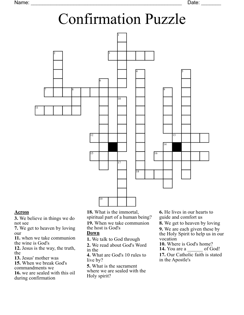Confirmation  Puzzle Crossword