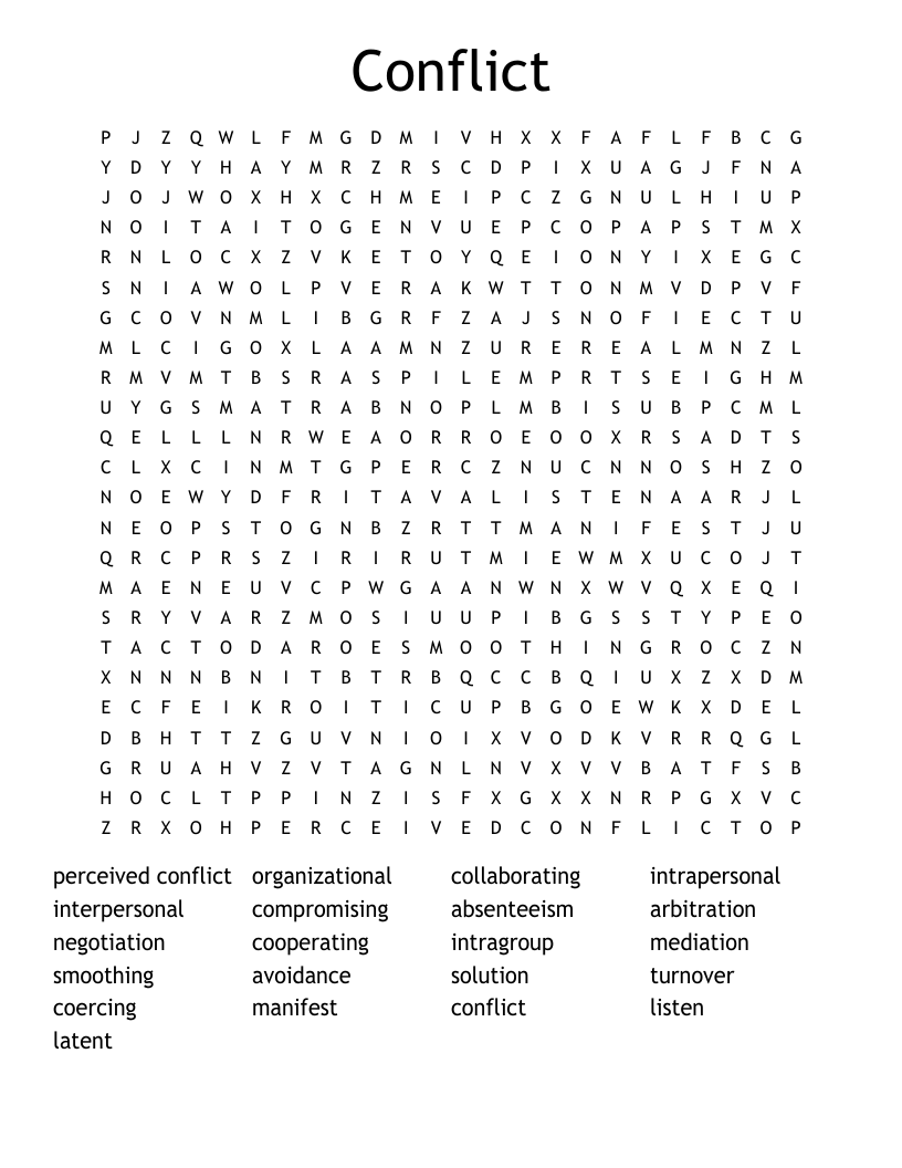 Conflict Word Search