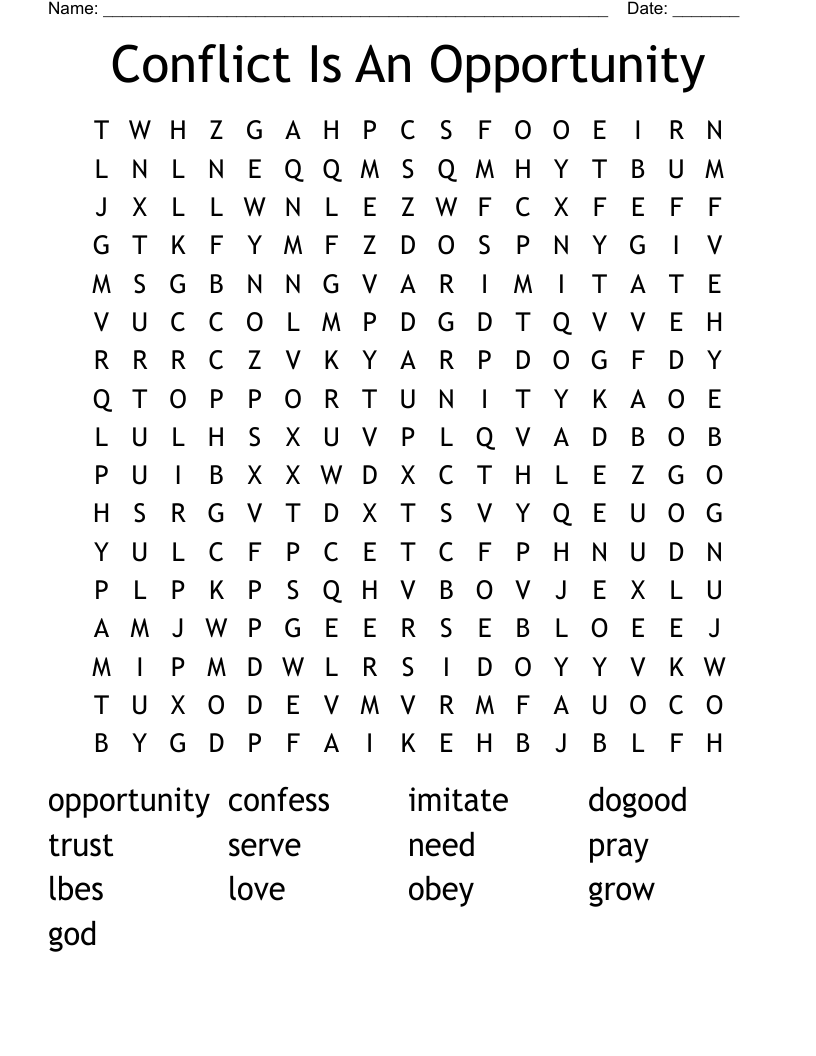 Conflict Is An Opportunity Word Search