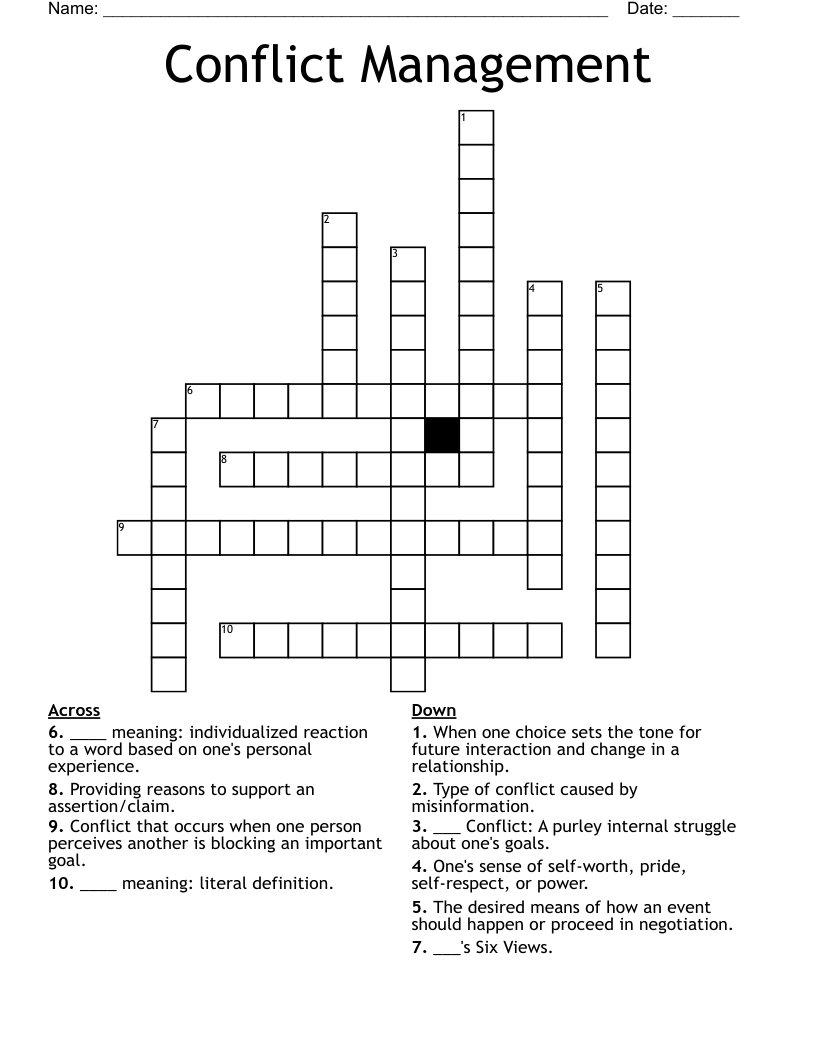Conflict Management Crossword