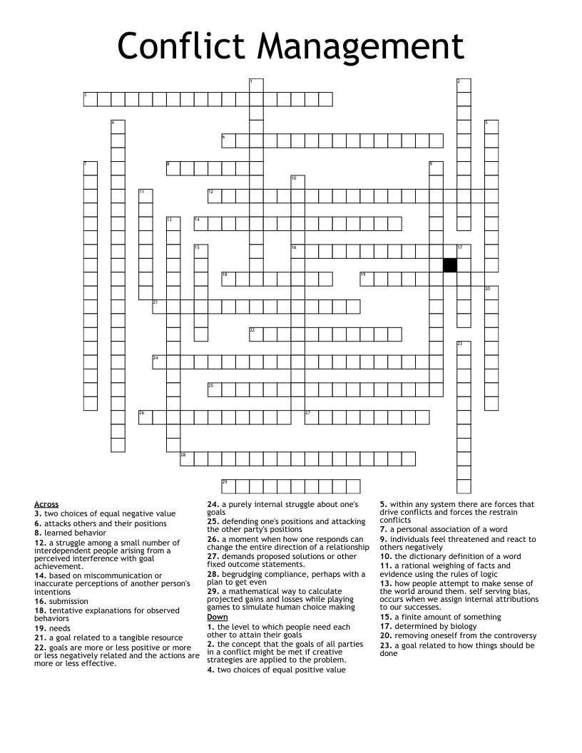 Conflict Management Crossword