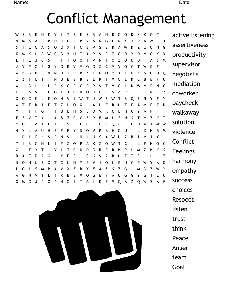 Conflict Management Word Search