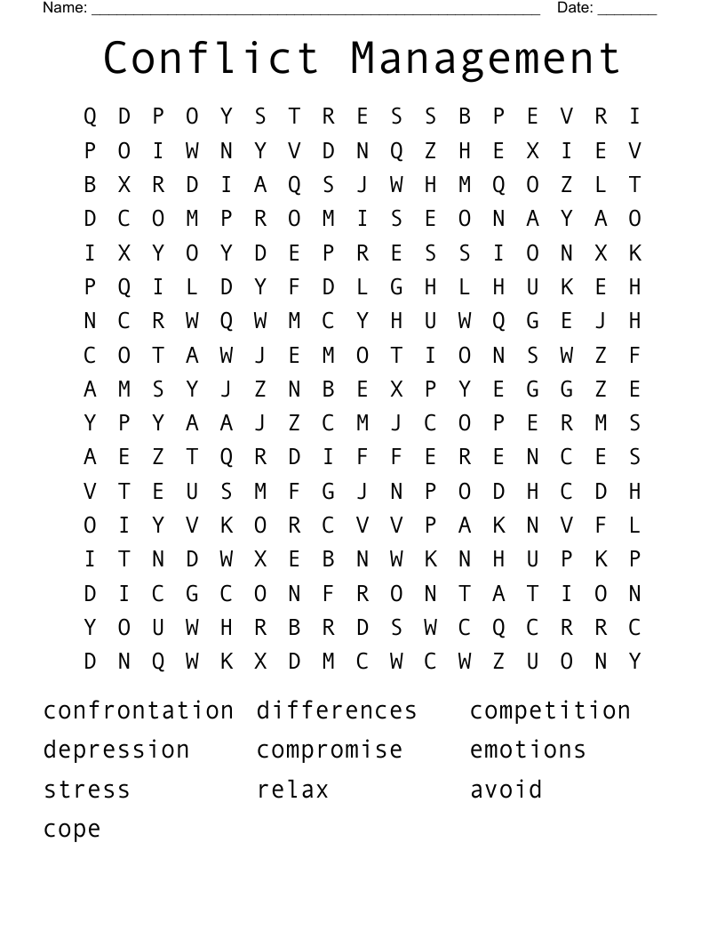 Conflict Management Word Search