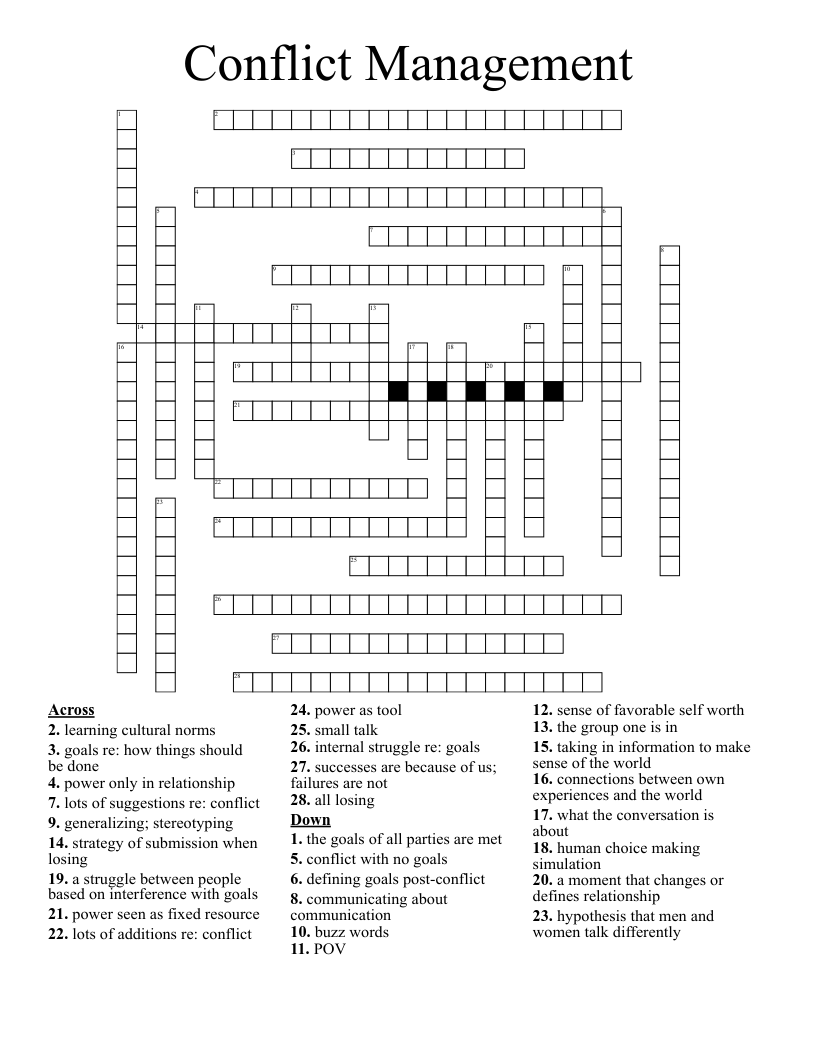 Conflict Management  Crossword