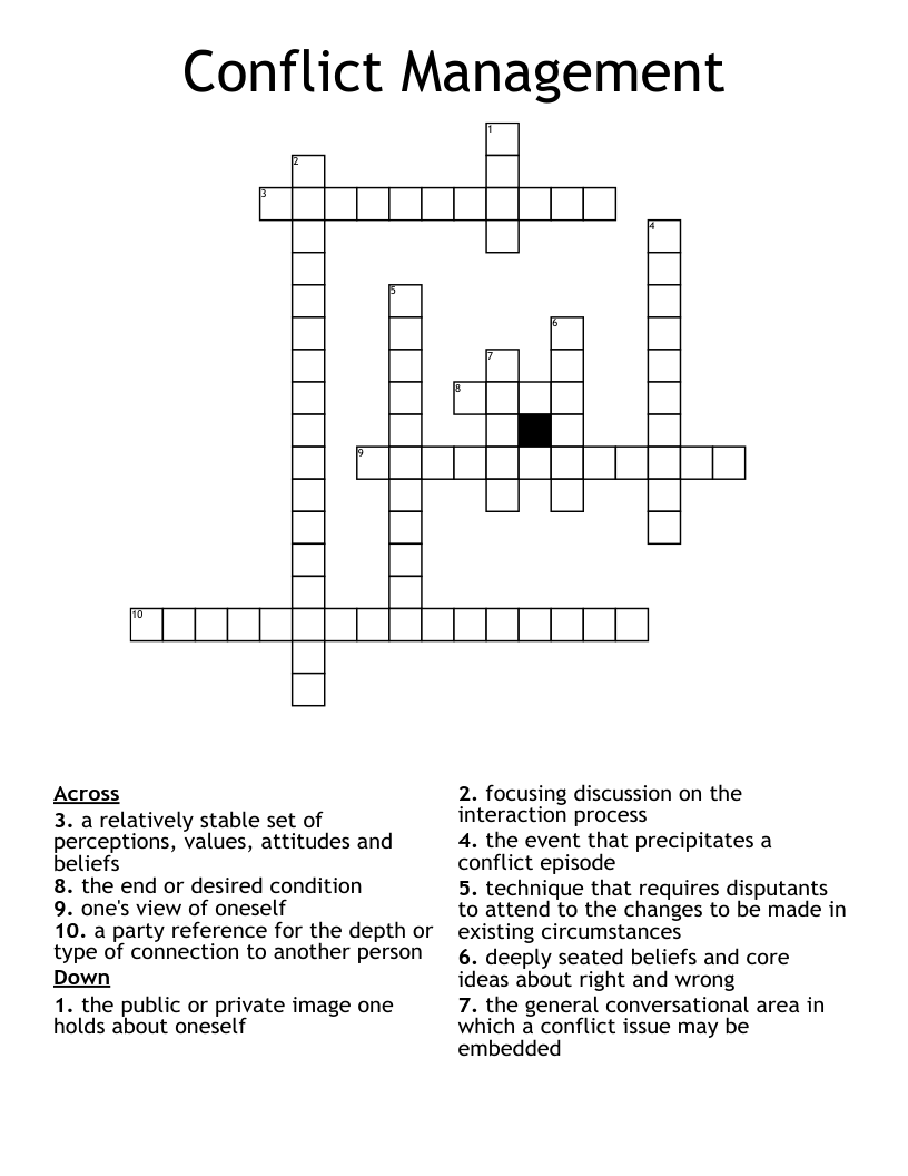 Conflict Management  Crossword