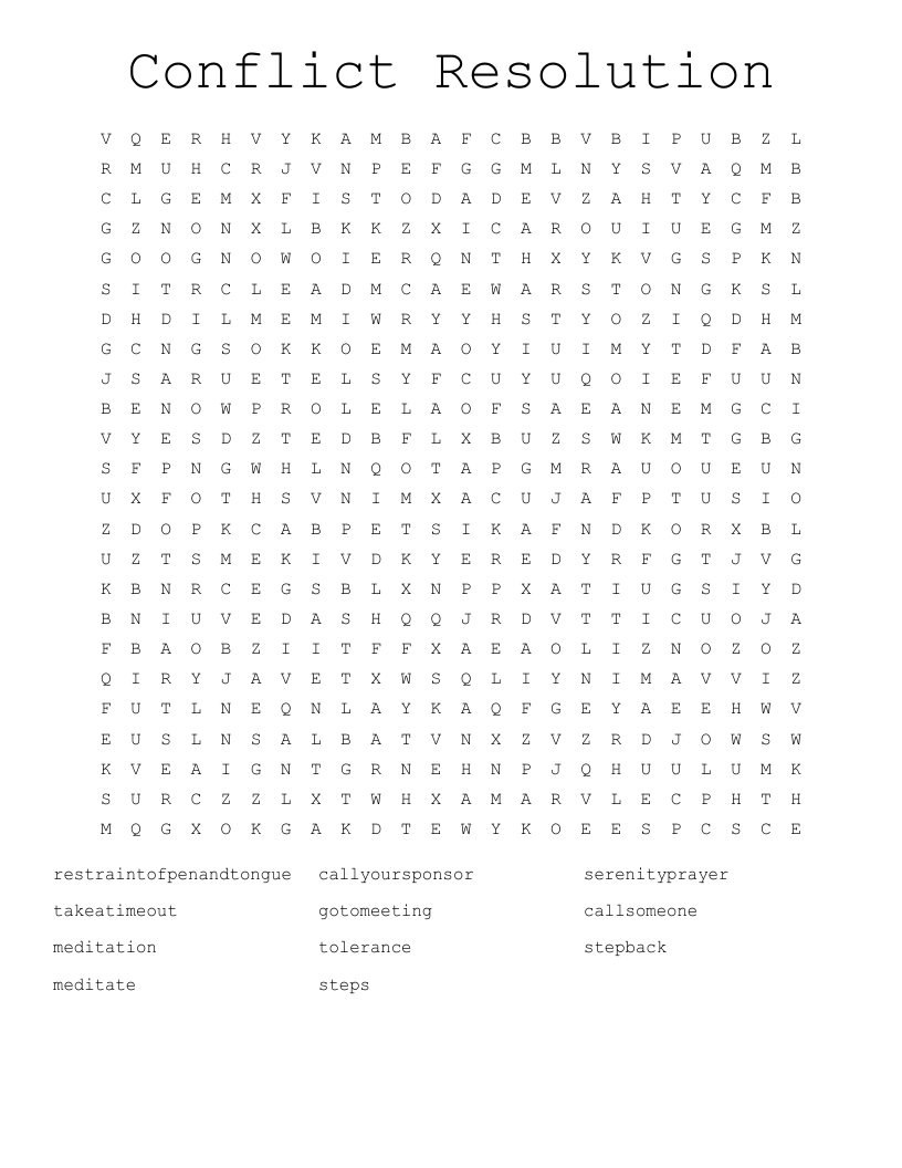 Conflict Resolution Word Search