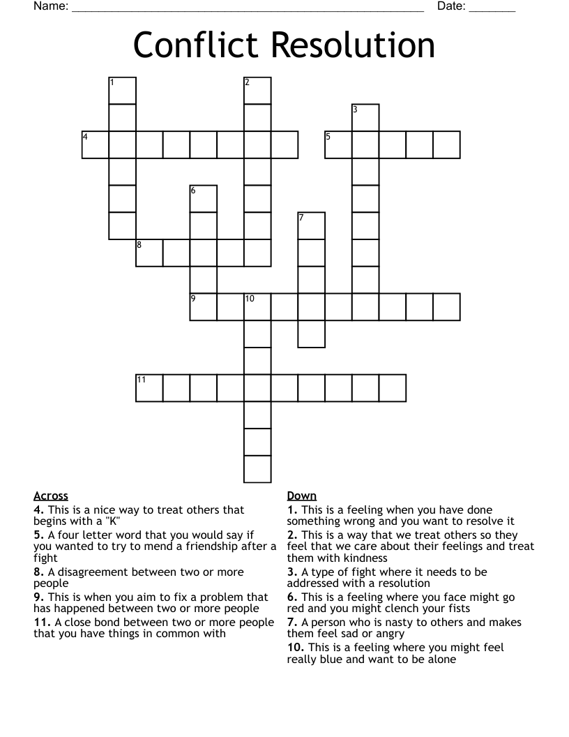 Conflict Resolution Crossword