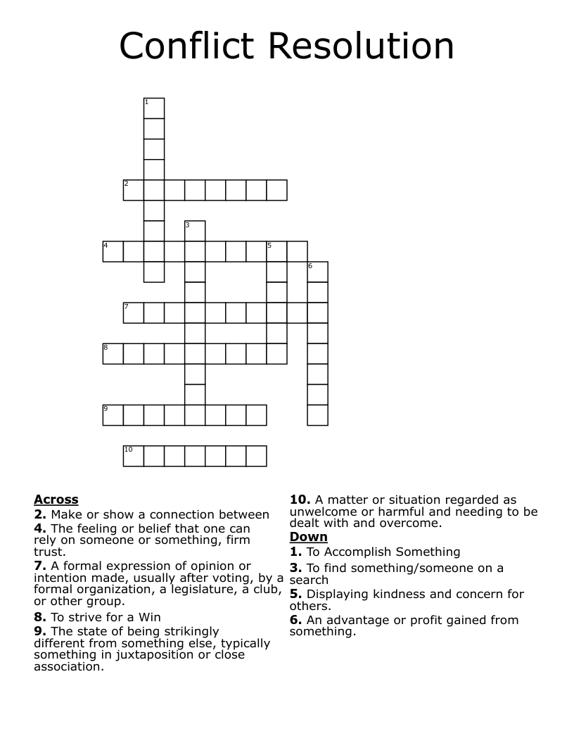 Conflict Resolution Crossword