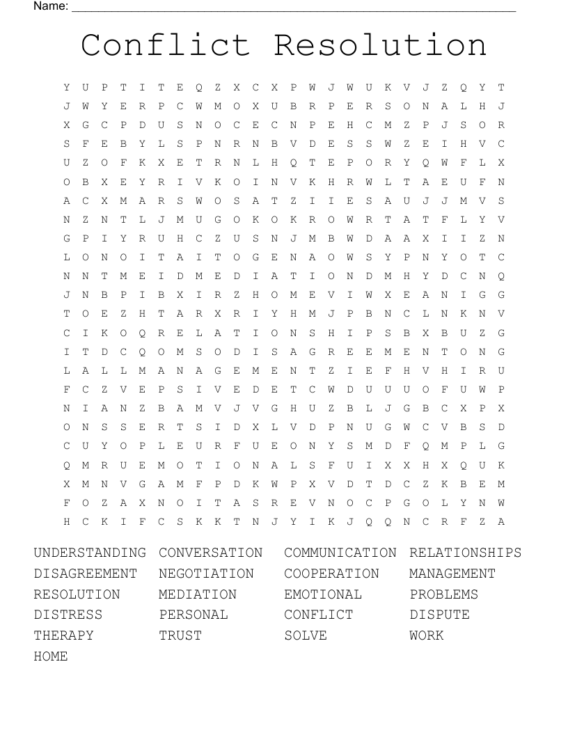 Conflict Resolution Word Search