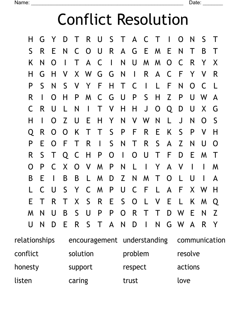Conflict Resolution  Word Search