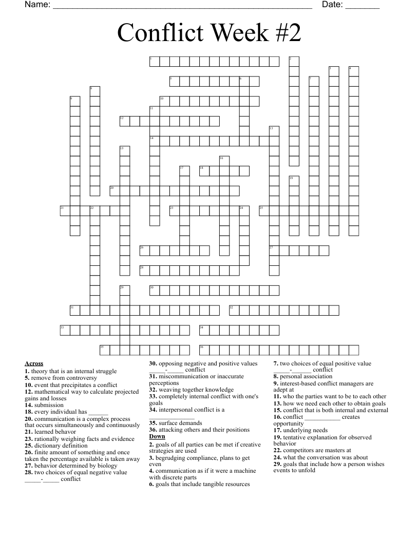 Conflict Week #2 Crossword