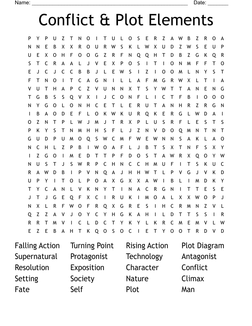 Conflict & Plot Elements Word Search