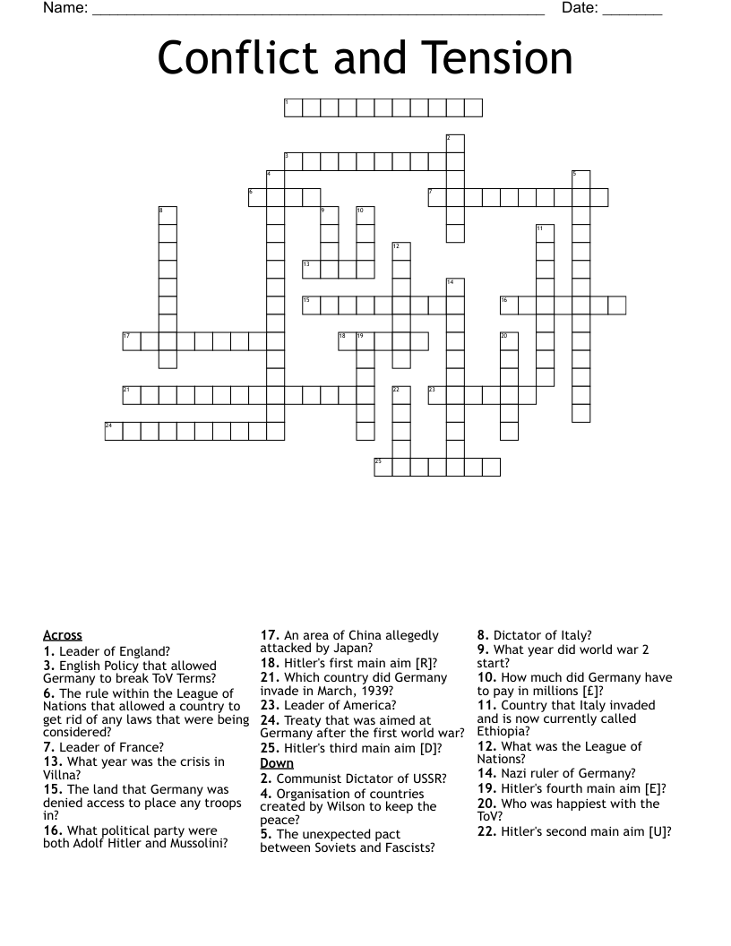 Conflict and Tension Crossword