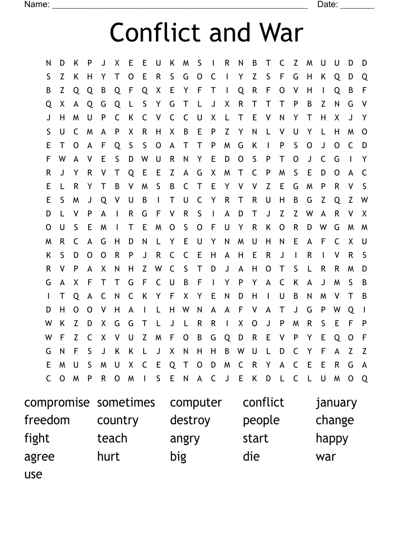 Conflict and War Word Search