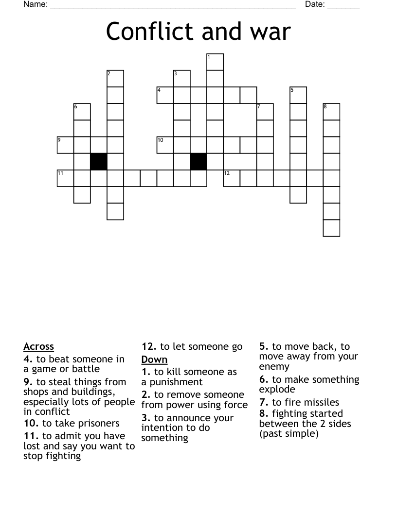 Conflict and war Crossword